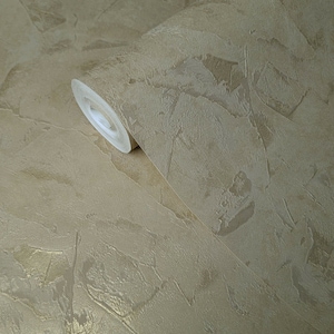 Embossed Modern yellow gold metallic wallpaper textured faux concrete plaster 3D