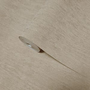 Embossed ash Tan plain faux concrete plaster textured contemporary wallpaper 3D