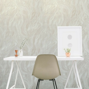 Contemporary Beige Tan textured plain Wavy faux plaster modern Wave Wallpaper 3D