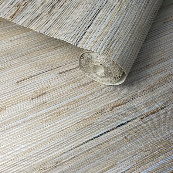 Light gray Beige Real Natural Grasscloth Wallpaper grass cloth wallcovering