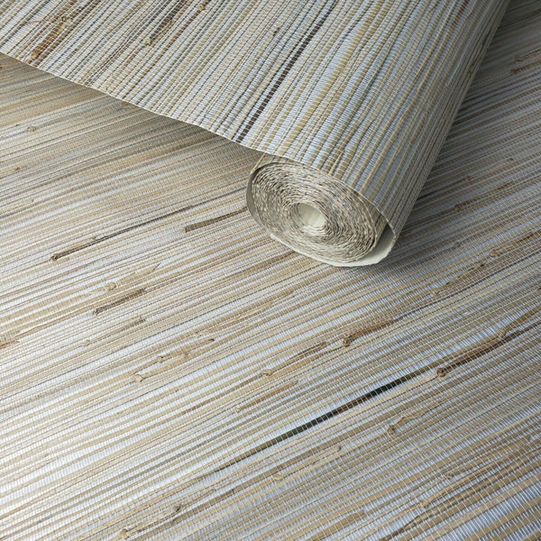 Light gray Beige Real Natural Grasscloth Wallpaper grass cloth wallcovering