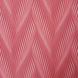May include: A close-up of a red fabric with a wavy, embossed pattern.