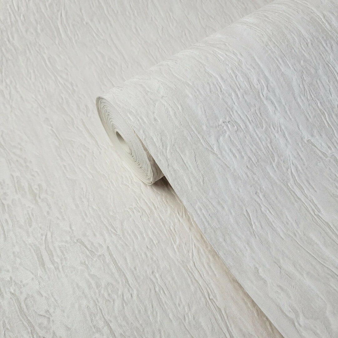 Contemporary Ivory off White Gold Metallic Crashed Faux Silk Fabric ...