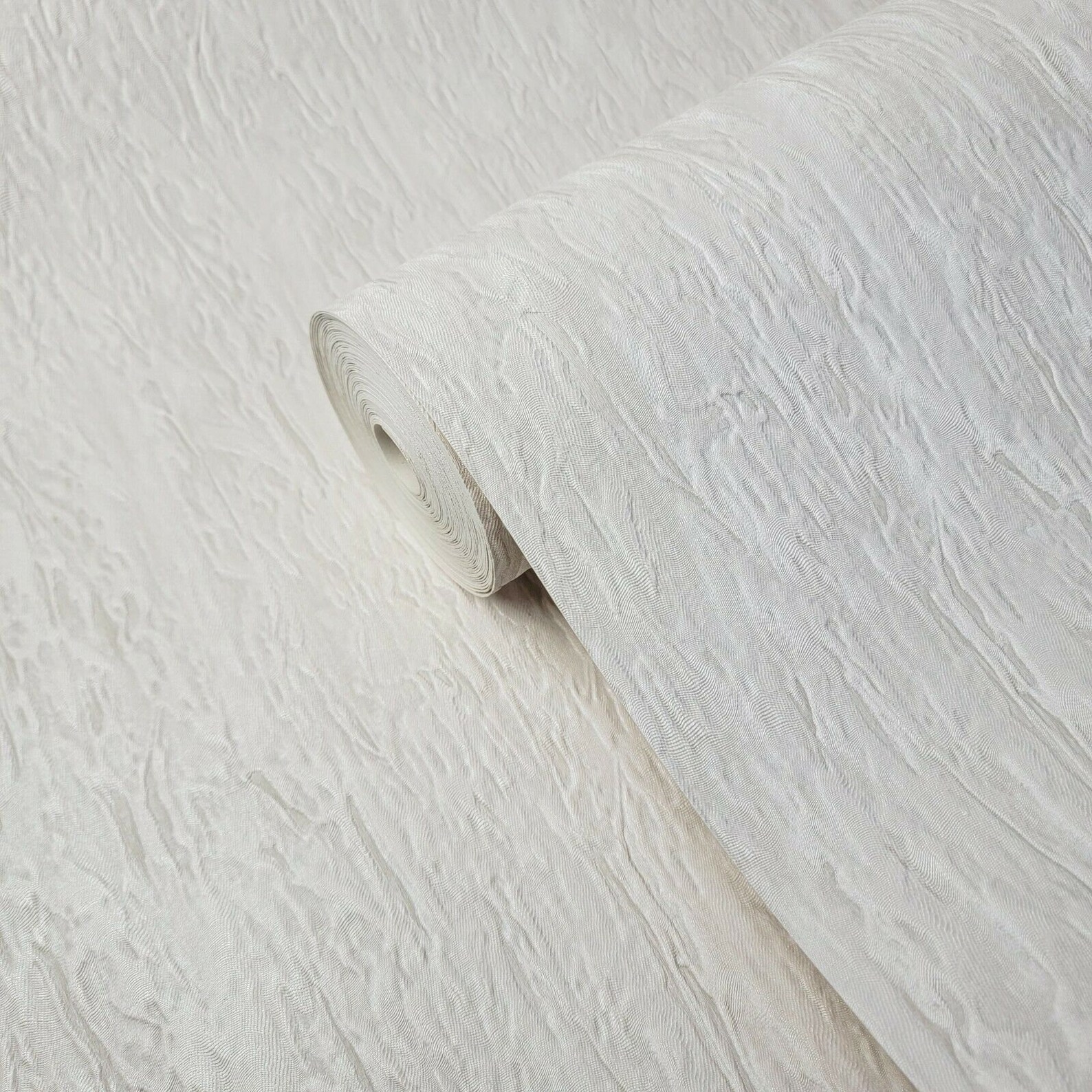 Contemporary Ivory off White Gold Metallic Crashed Faux Silk Fabric ...