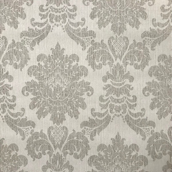 Beige Off White Cream Faux grass sack Grasscloth wallpaper Textured brown damask