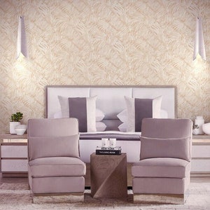 Pink rose gold metallic textured shell tile faux plaster Contemporary Wallpaper