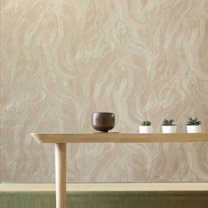 Modern Rose Tan cream textured plain Wavy faux plaster modern Wave Wallpaper 3D