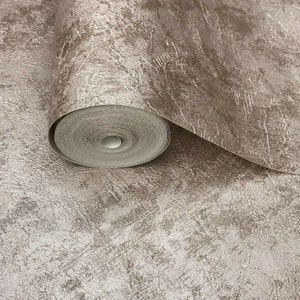 Modern Wallpaper textured rolls Rose gold pink Metallic plain plaster Concrete