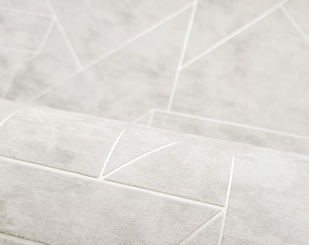 May include: White wallpaper with a geometric pattern of thin, white lines forming triangles and squares.