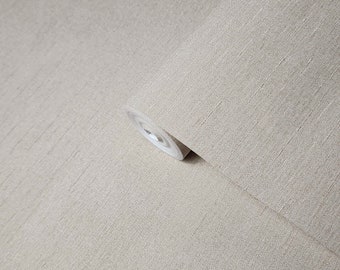 May include: A roll of beige wallpaper with a subtle linen texture.