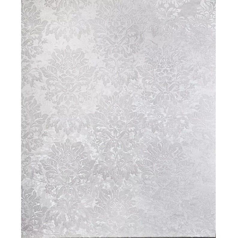 Cream off White Victorian Big Damask Faux Concrete Plaster Textured ...