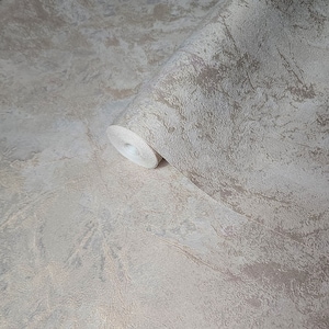 Embossed pearl ivory cream gold metallic faux plaster textured modern Wallpaper
