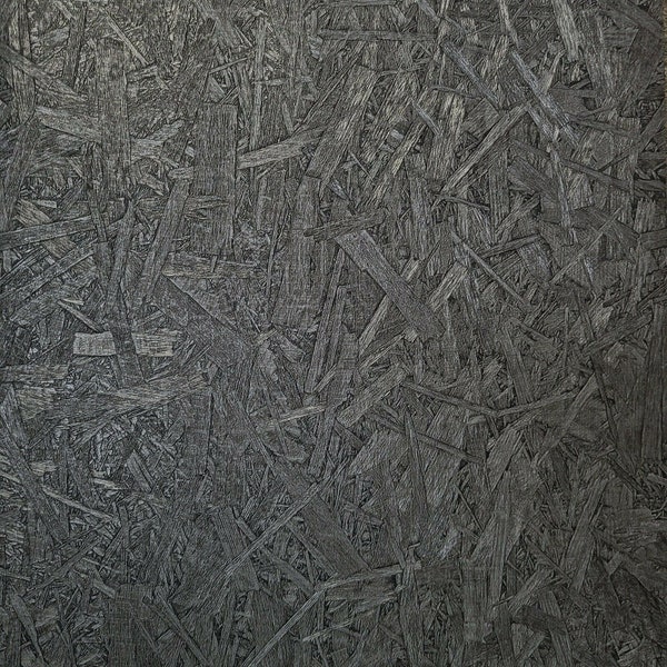 Faux Oriented Strand Board charcoal Black textured modern 3d Wallpaper