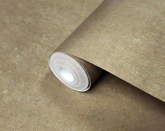 Modern Wallpaper Brown Gold Metallic Plain non-woven wall coverings double rolls