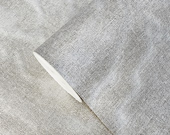 Plain Modern taupe metallic worn out faux fabric textured contemporary Wallpaper