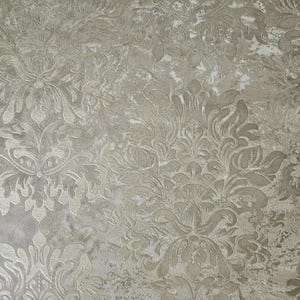 Taupe Tan Cream Gold Metallic Victorian Floral Damask Plaster Textured ...
