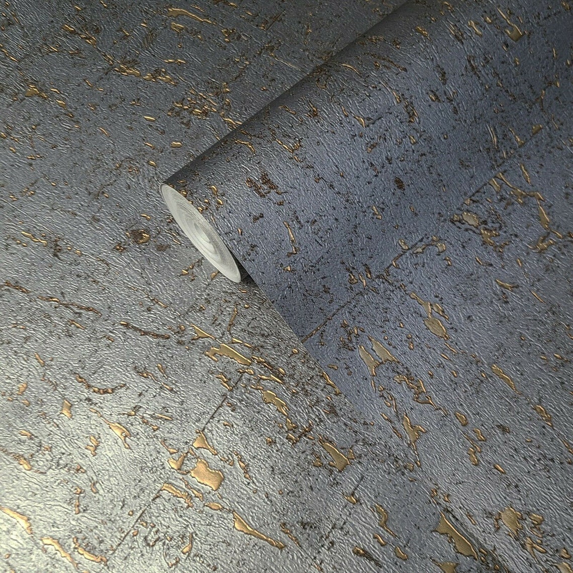 Faux Cork Wallpaper Industrial Dark Gray Silver Bronze Gold Etsy