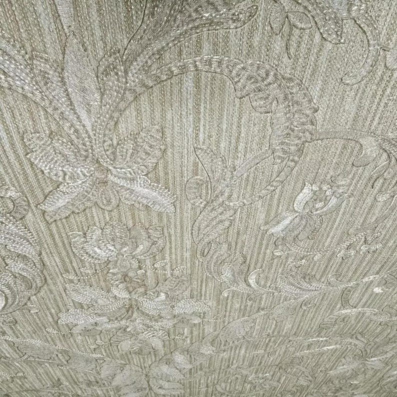 Buy Wheat Pancho Golden Tan Beige Victorian Damask Faux Fabric Textured