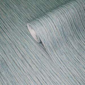 Blue gray silver stria lines faux fabric textured Wallpaper modern wallcoverings