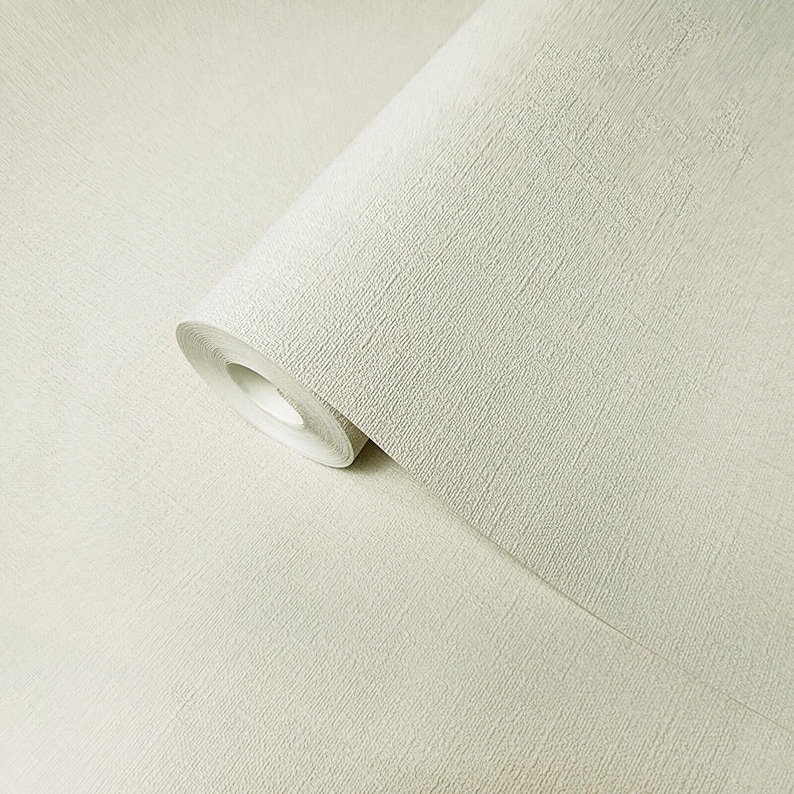 Plain Wallcoverings Faux Fabric Textured Ivory off White Contemporary ...