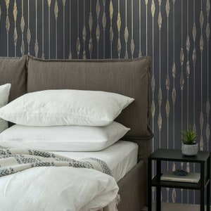 Herringbone Zig zag lines Chevron Black Bronze Metallic textured Wallpaper rolls