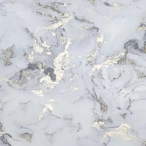 Faux marble stone effect off white gray gold metallic contemporary wallpaper 3D