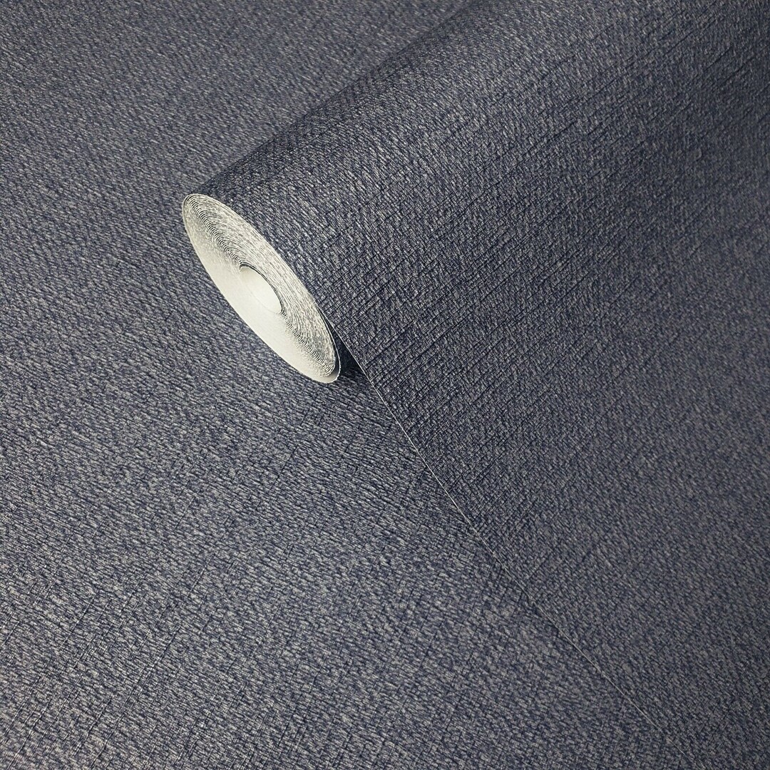 Vinyl Non Woven Navy Blue Textured Wallpaper Faux Fabric Textures Wallcoverings - Etsy