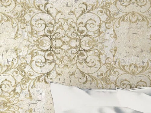 Yellow Beige Gold Metallic Faux Wrought Iron Victorian Damask - Etsy