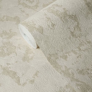 Embossed contemporary beige gold metallic faux plaster textured modern Wallpaper