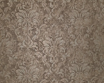 Embossed brown bronze metallic plaster textured Victorian damask Wallpaper rolls