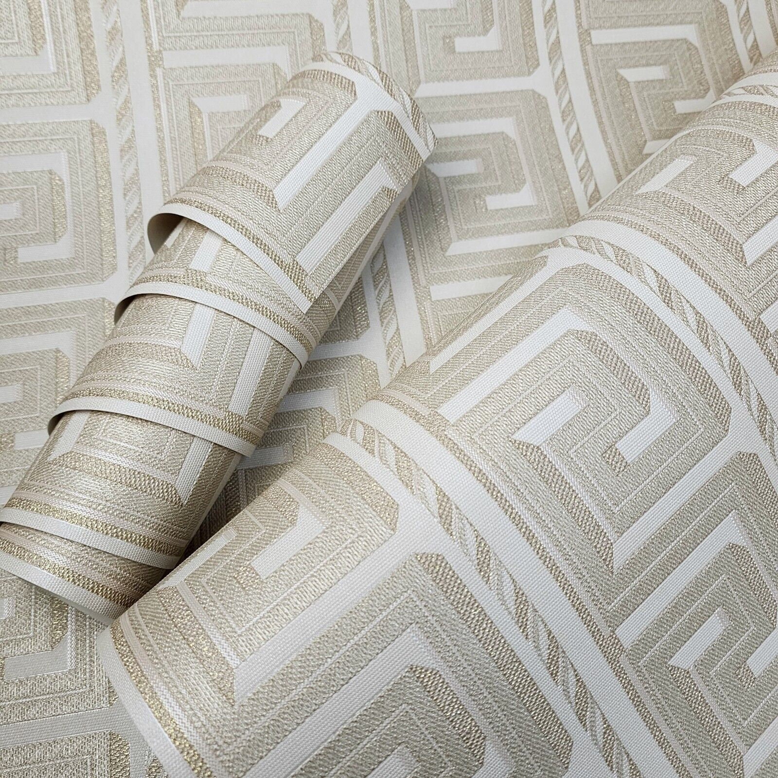 Striped Embossed Beige Tan Gold Metallic Glitter Faux Fabric Textured ...