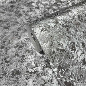 Embossed Wallpaper crashed Silver foil metallic Plain textured