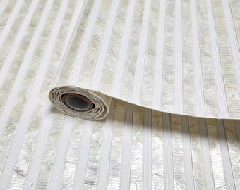 Natural iridescent nacre shell pearl off white Stone Wallpaper Textured lines 3D