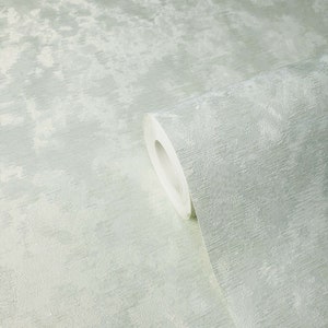Embossed Wallpaper Silver light mint green hue foil metallic Plain textured roll