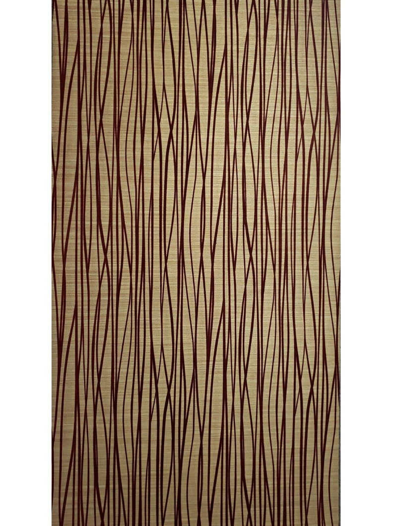 Carta da parati con trama floccata Flock linee di floccaggio metallizzato oro velluto rosso bordeaux immagine 6