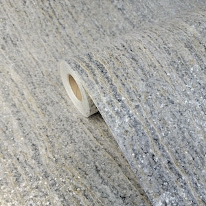 Gray yellow Silver Natural Real Terra Mica Stone Wallpaper Plain Glitter effect