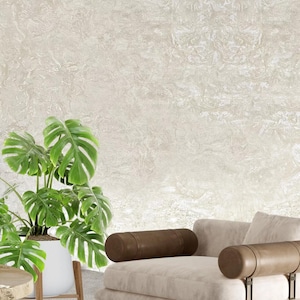 Beige ivory pink rose gold embossed faux marble plaster textured Wallpaper roll
