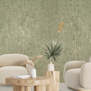 Gold metallic faux concrete distressed textured contemporary modern Wallpaper 3D