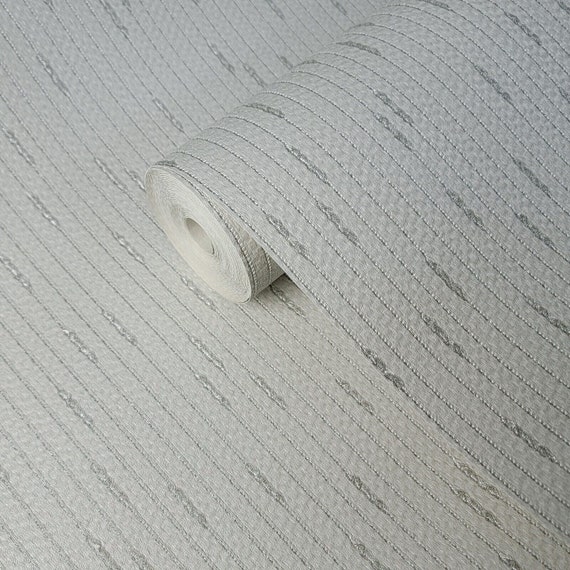 Modern Textured Wallpaper Gray Silver Faux Fabric Vertical Etsy
