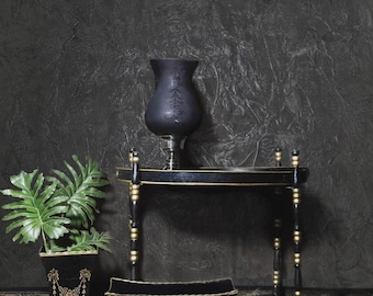 Plain Dark gray black Charcoal Faux concrete plaster Textured modern Wallpaper