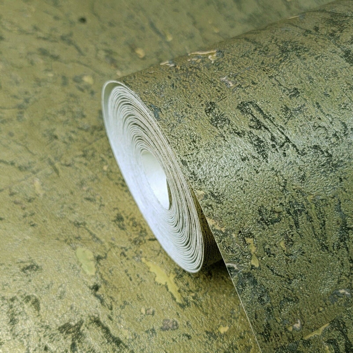 Modern Real Natural Cork Wallpaper Dark Gold Metallic Textured Etsy