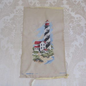 Vintage 90s Dimensions Nautical Beach Lighthouse Cross Stitch Sampler 11x21