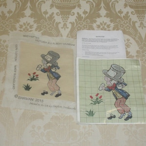 Vintage Ehrman Mad Hatter Needlepoint Sampler Kit Mostly Stitched England