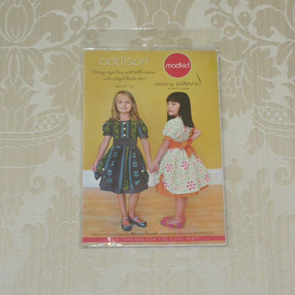 Modkid Addison Vintage-style Girls Dress Pattern 2T thru sz10 2011