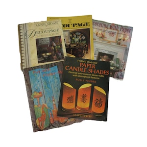 Vintage Decorating with Paper Decoupage Papier Mache Crafting Shades Book Lot 5pc