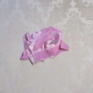 Vintage Hand Torn Baby Pink Frayed Silk Velvet Ribbon Wide 2&quot; 2 to 4 yards