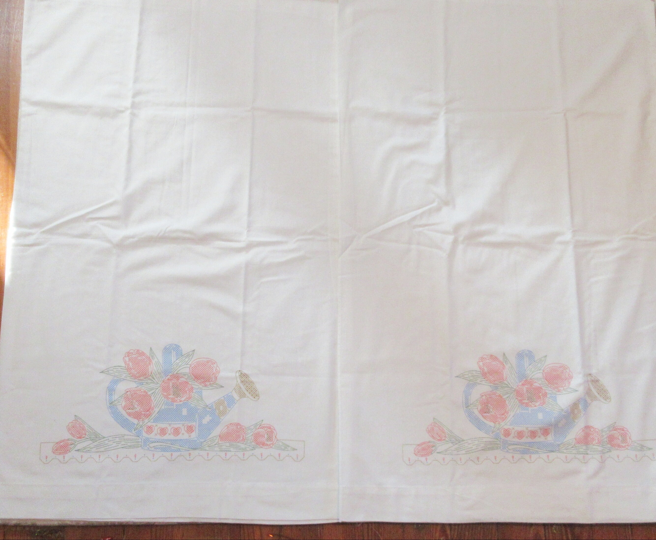 Vintage Tulips Watering Can Cross Stitch Embroidery Etsy