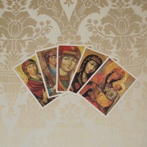 Vintage 90's European Postcards Religious Virgin Madonna Icons 5pc