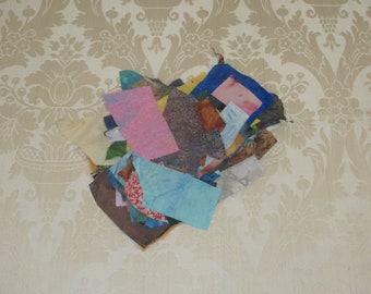 Vintage Colorful Cotton Batik Patchwork Quilt Irregular Scraps 76pc