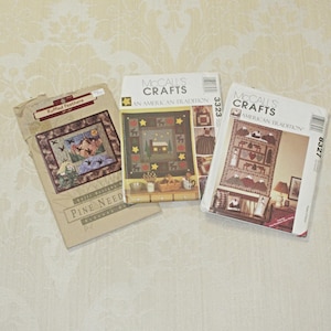 Vintage Patchwork Quilt Pattern Lot Rustic Cabin Lodge Mountains Decor 3pc